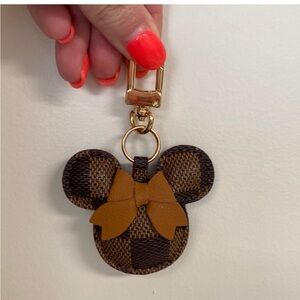 Damier ebene Minnie Mouse keychain bag charm